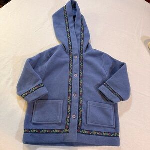 Vtg 90s Laura Ashley and Child 2-3 Blue Fleece Floral Detail Cottagecore Vintage